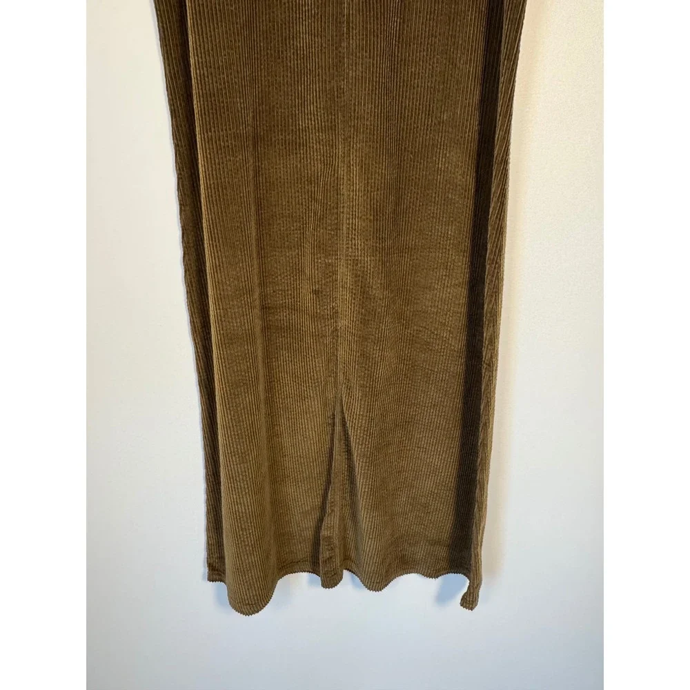Cottagecore HSZ Studio Womens Small Jumper Dress Olive Brown Corduroy Sleeveless
